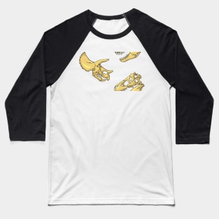 T-rex and Triceratops Skull Pattern Baseball T-Shirt